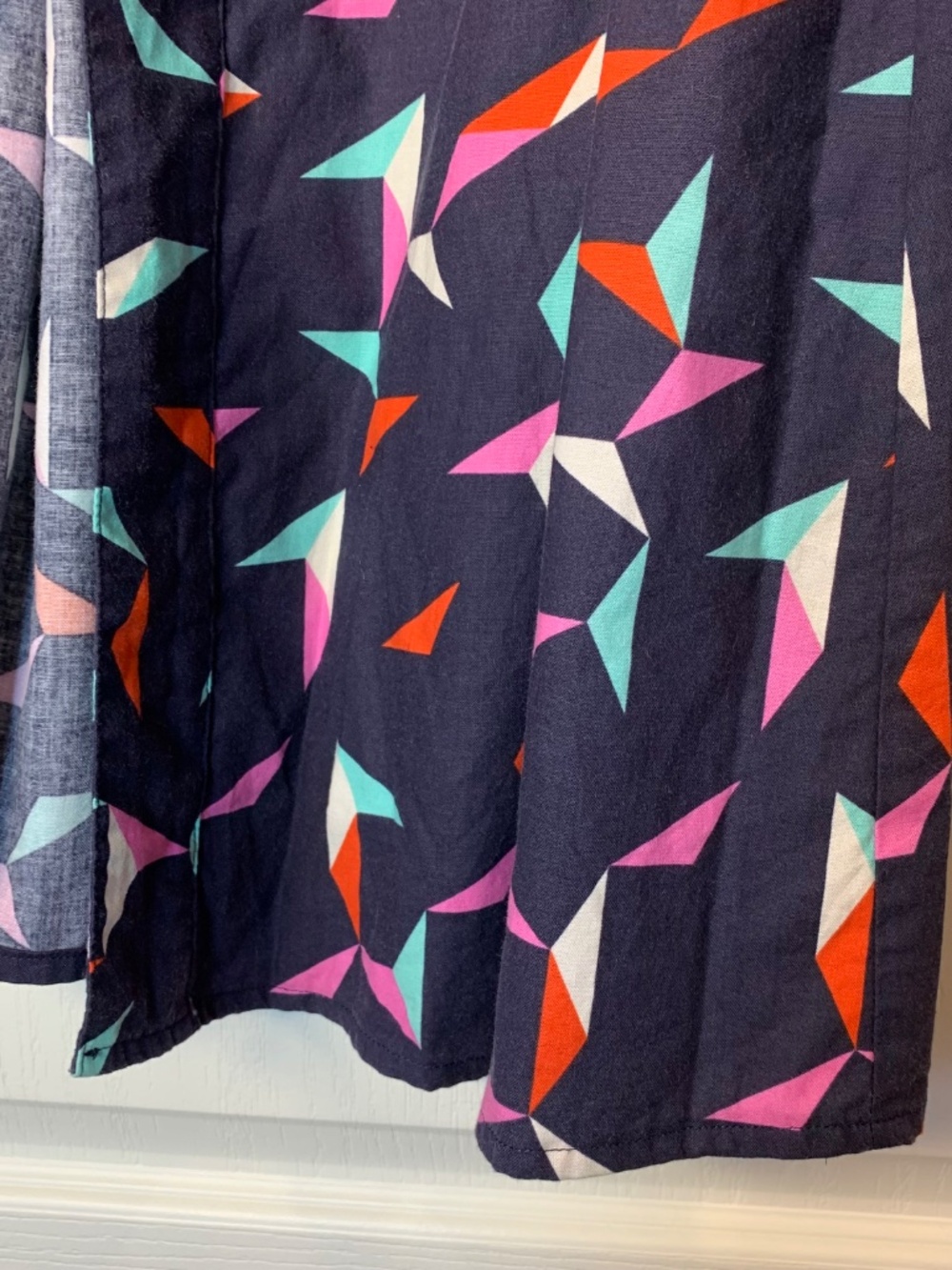 Caroline Villamarin Designer Geometric Wrap Dress Navy Retro Print Belted  12 - Picture 7 of 9